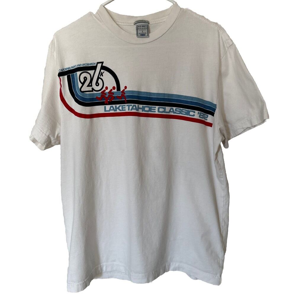 Vintage 80s Old Navy T-Shirt “Lake Tahoe Classic ‘ 82” White Logo Rewind Size L
